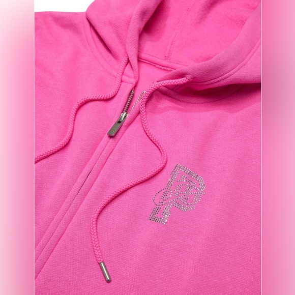 VS PINK LIMITED EDITION IVY FLEECE FULL ZIP HOODIE SLEIGH QUEEN BLING NWT HTF M - Picture 3 of 6